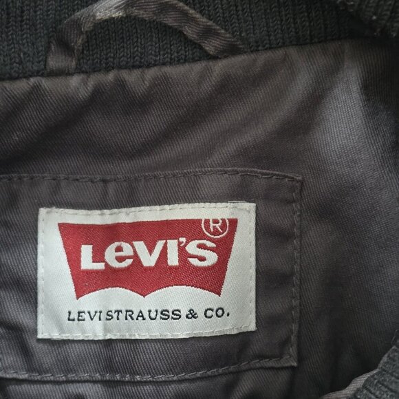 Levi's Trucker  Jacket Men XL Gray Waxed Denim Sherpa Lined Pockets Western FLAW - Picture 3 of 16